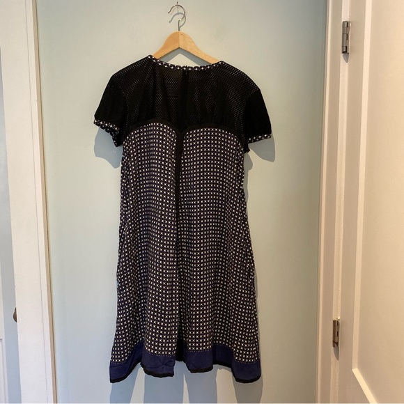 Jean Paul Gaultier silk dress with perforated detailing in black/blue colourway - Picture 5 of 9